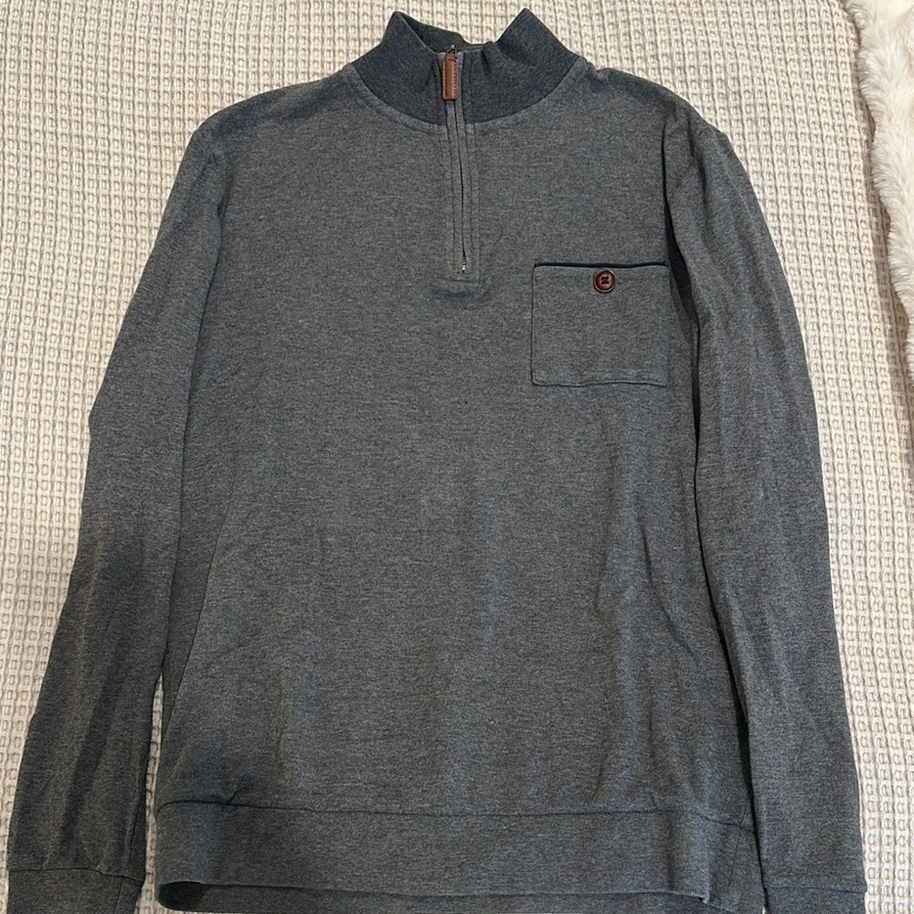 Thomas Parker Men's Gray Quarter-Zip Sweater